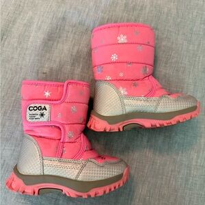 Kids' Pink Snow Boots with Silver Accents